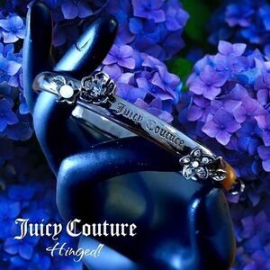 JUICY COUTURE Gunmetal Black Crystal and Pearl Hinged Bracelet